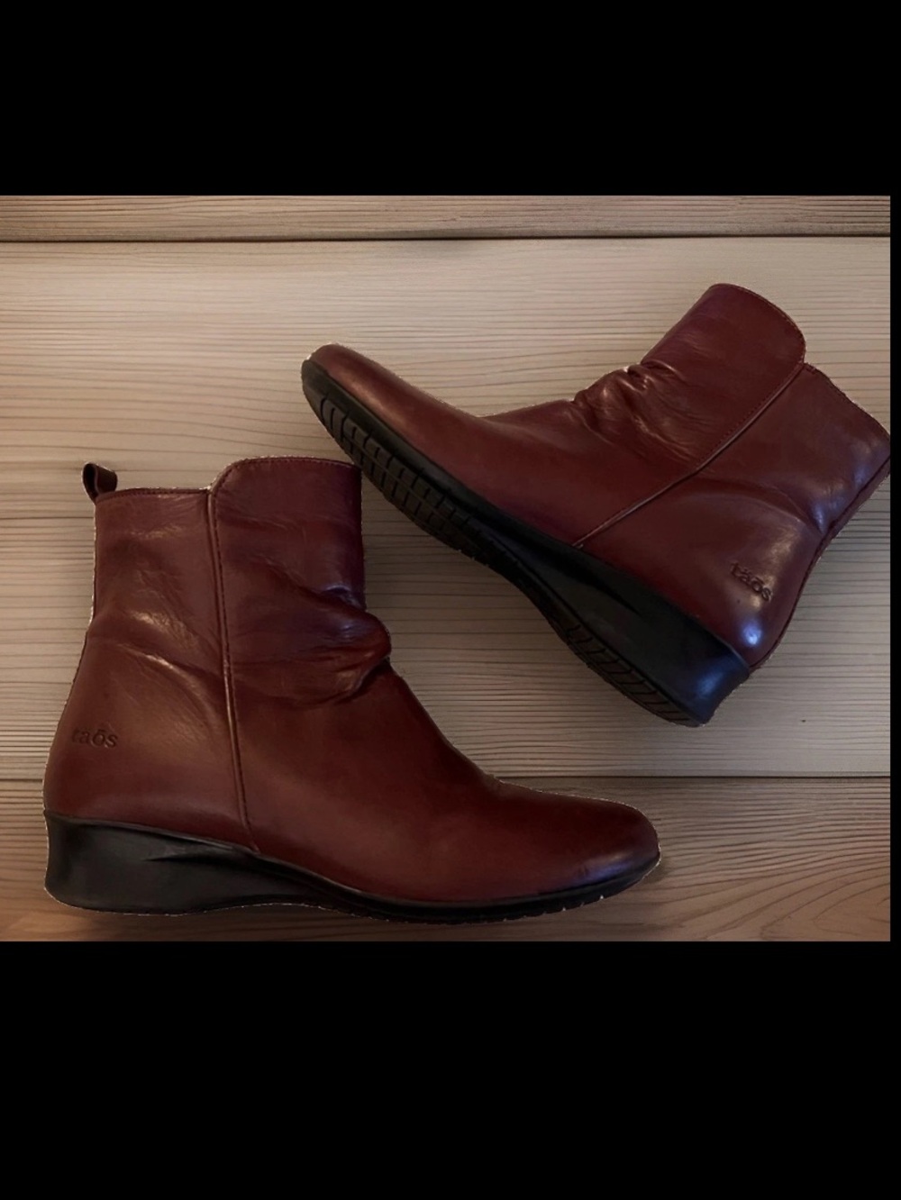 New Taos Mini Leather Boots Women's US 6-6.5 EU 37 Cognac Brown Ankle Side Zip